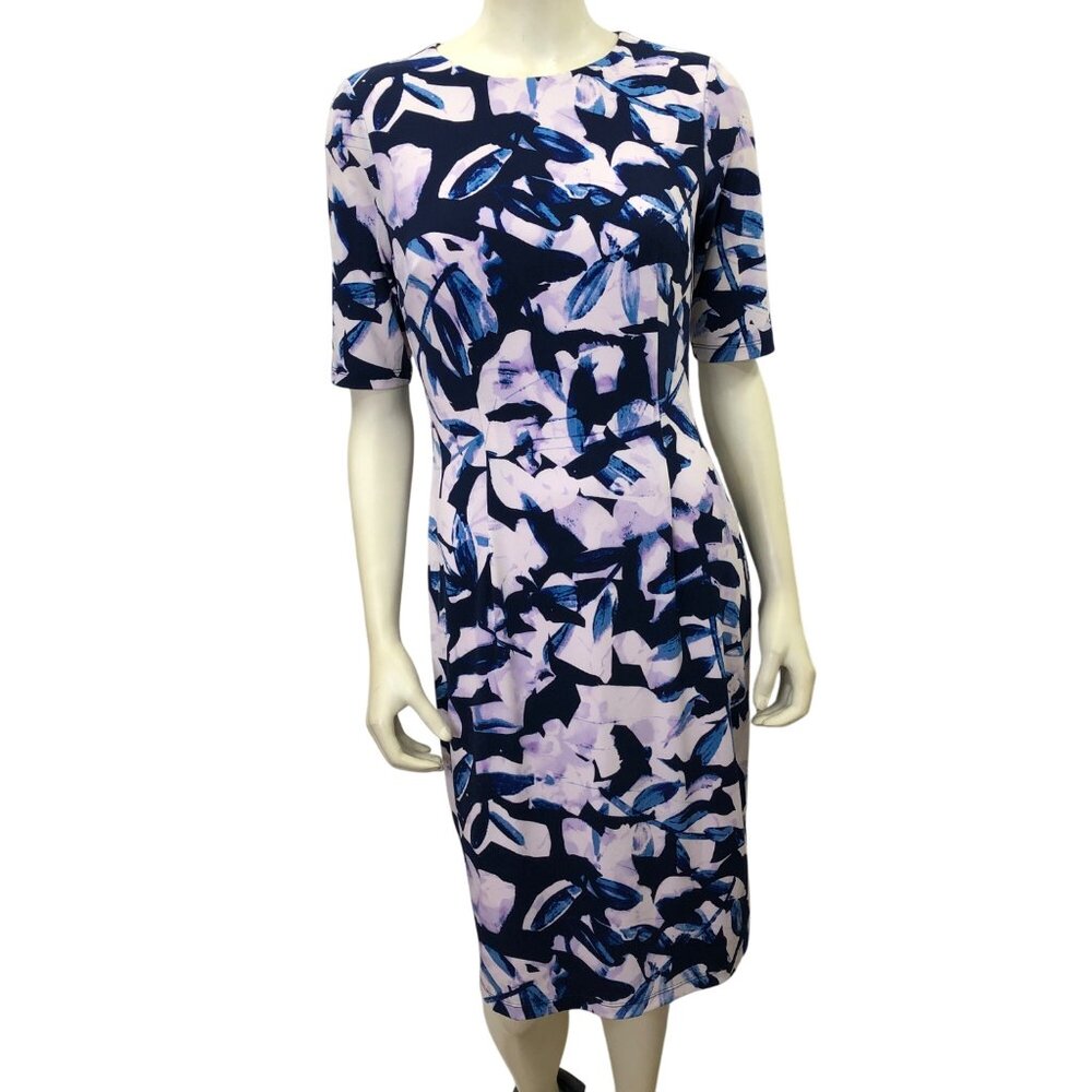 London Style Collection‎ Womens Abstract Floral Print Midi Dress Size 8